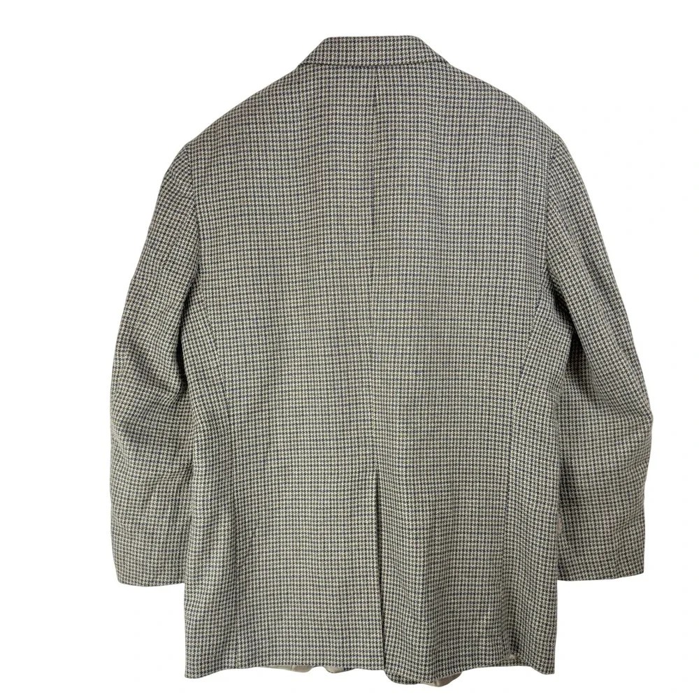 Robert Stock Blazer Mens 44R Wool Silk Blend Houndstooth Dark Academia Preppy
